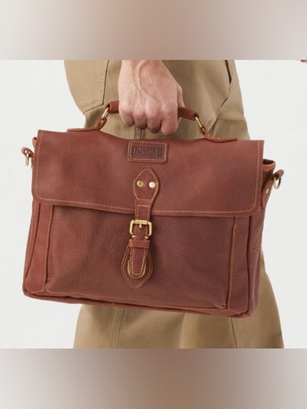 Duluth Trading Co Full Grain‎ Leather Briefcase Laptop Brown Saddle Messenger